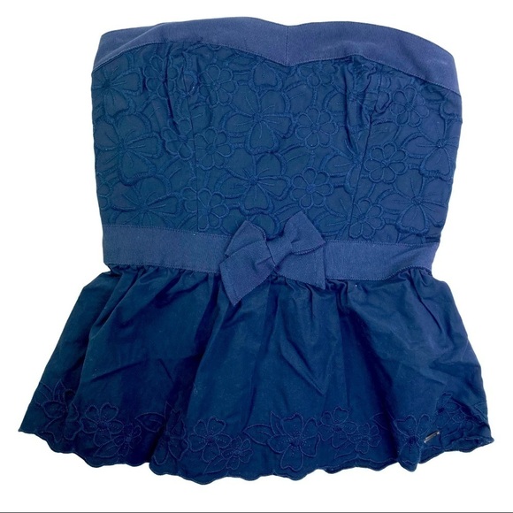 NWT Hollister Strapless Bandeau Embroidered Top - Picture 1 of 8